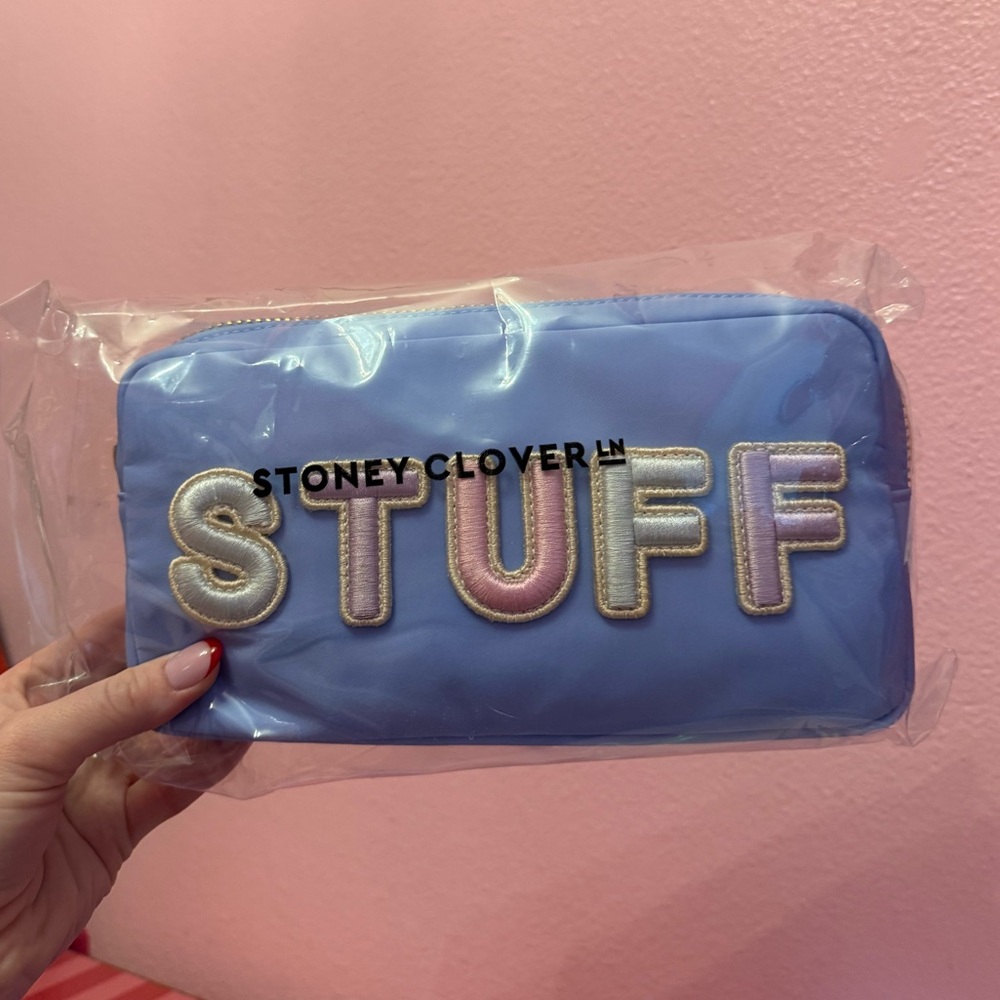 Periwinkle Blue Small “Stuff” Patched Pouch SCL! Brand new